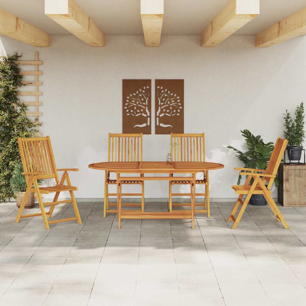 Garden Dining Set Folding 5 pcs Brown Solid Acacia Wood