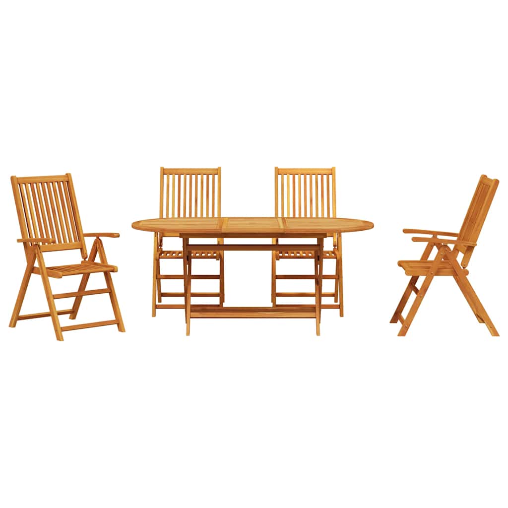 Garden Dining Set Folding 5 pcs Brown Solid Acacia Wood