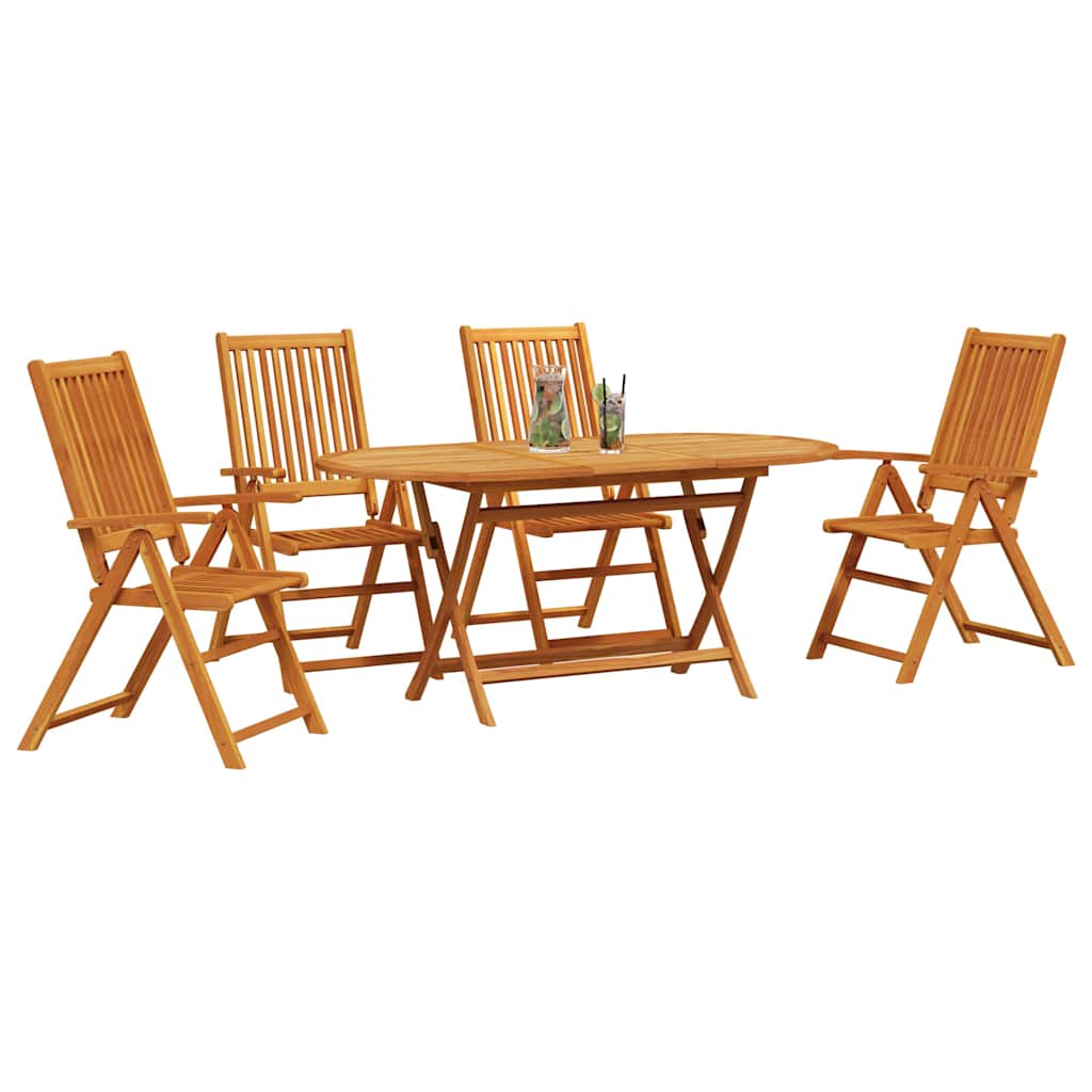 Garden Dining Set Folding 5 pcs Brown Solid Acacia Wood