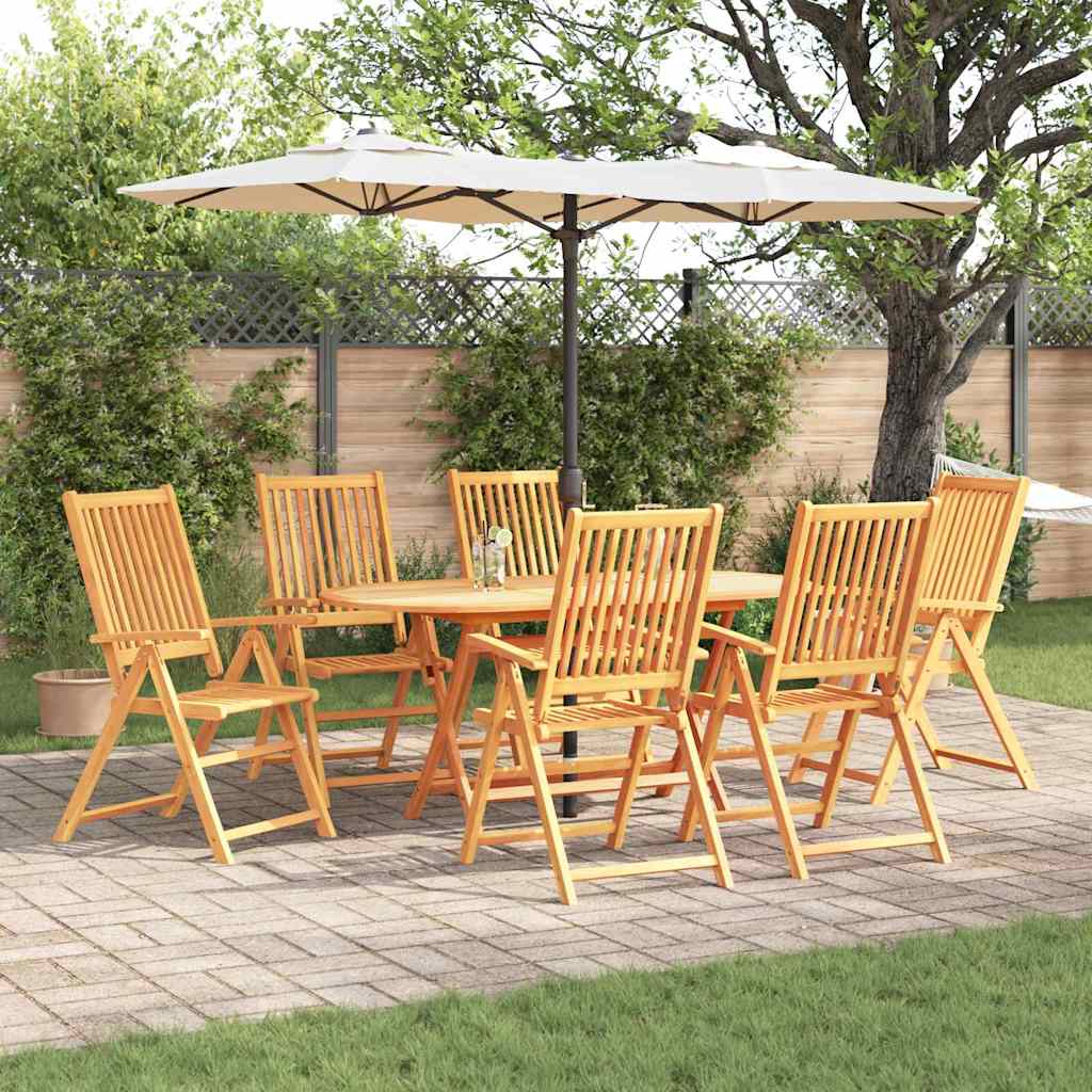 Garden Dining Set Folding 7 pcs Brown Solid Acacia Wood