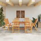 Garden Dining Set Folding 7 pcs Brown Solid Acacia Wood