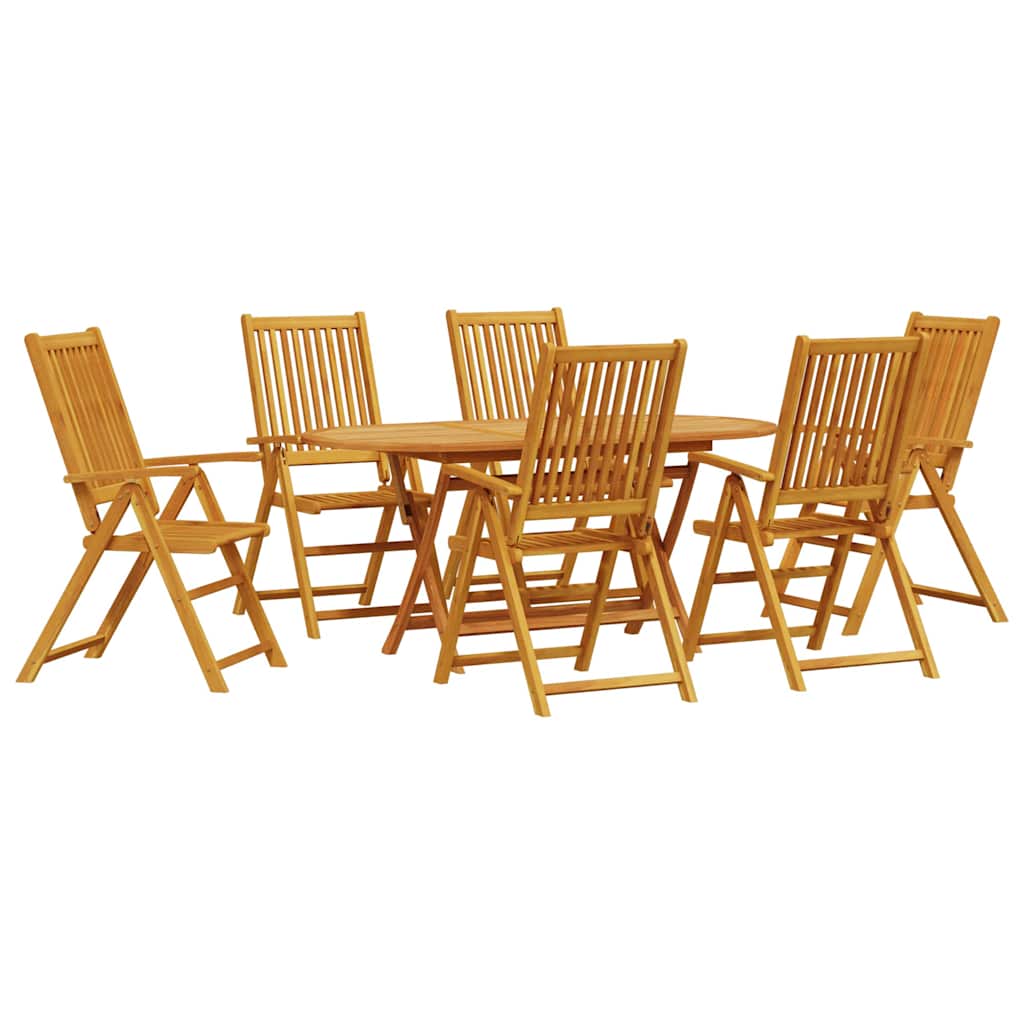 Garden Dining Set Folding 7 pcs Brown Solid Acacia Wood