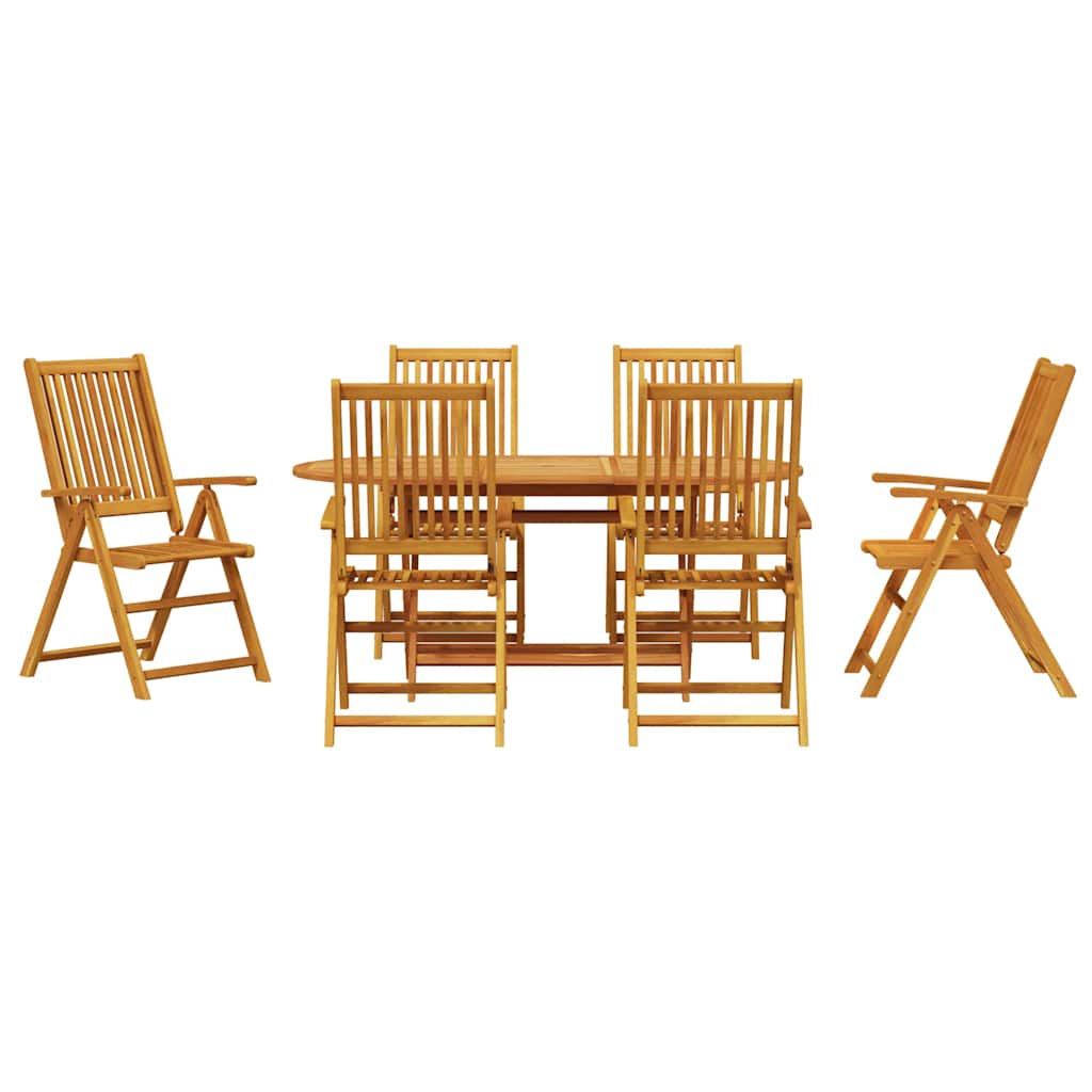 Garden Dining Set Folding 7 pcs Brown Solid Acacia Wood
