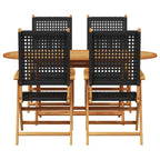 Garden Dining Set Folding 5 pcs Black Solid Acacia Wood