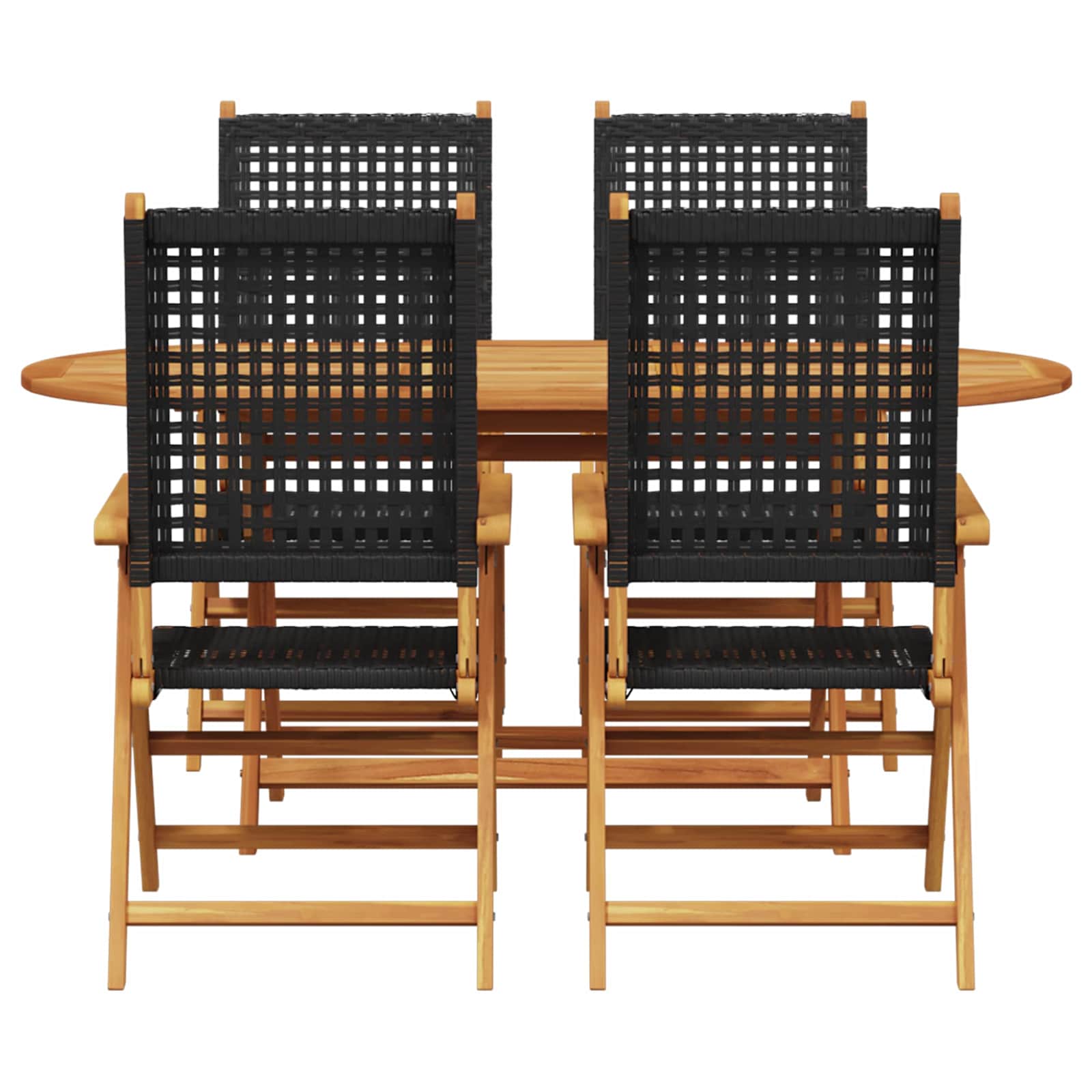 Garden Dining Set Folding 5 pcs Black Solid Acacia Wood