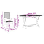 Garden Dining Set Folding 5 pcs Black Solid Acacia Wood