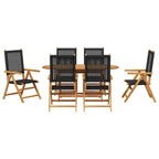 Garden Dining Set Folding 7 pcs Black Solid Acacia Wood