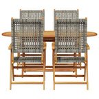 Garden Dining Set Folding 5 pcs Grey Solid Acacia Wood