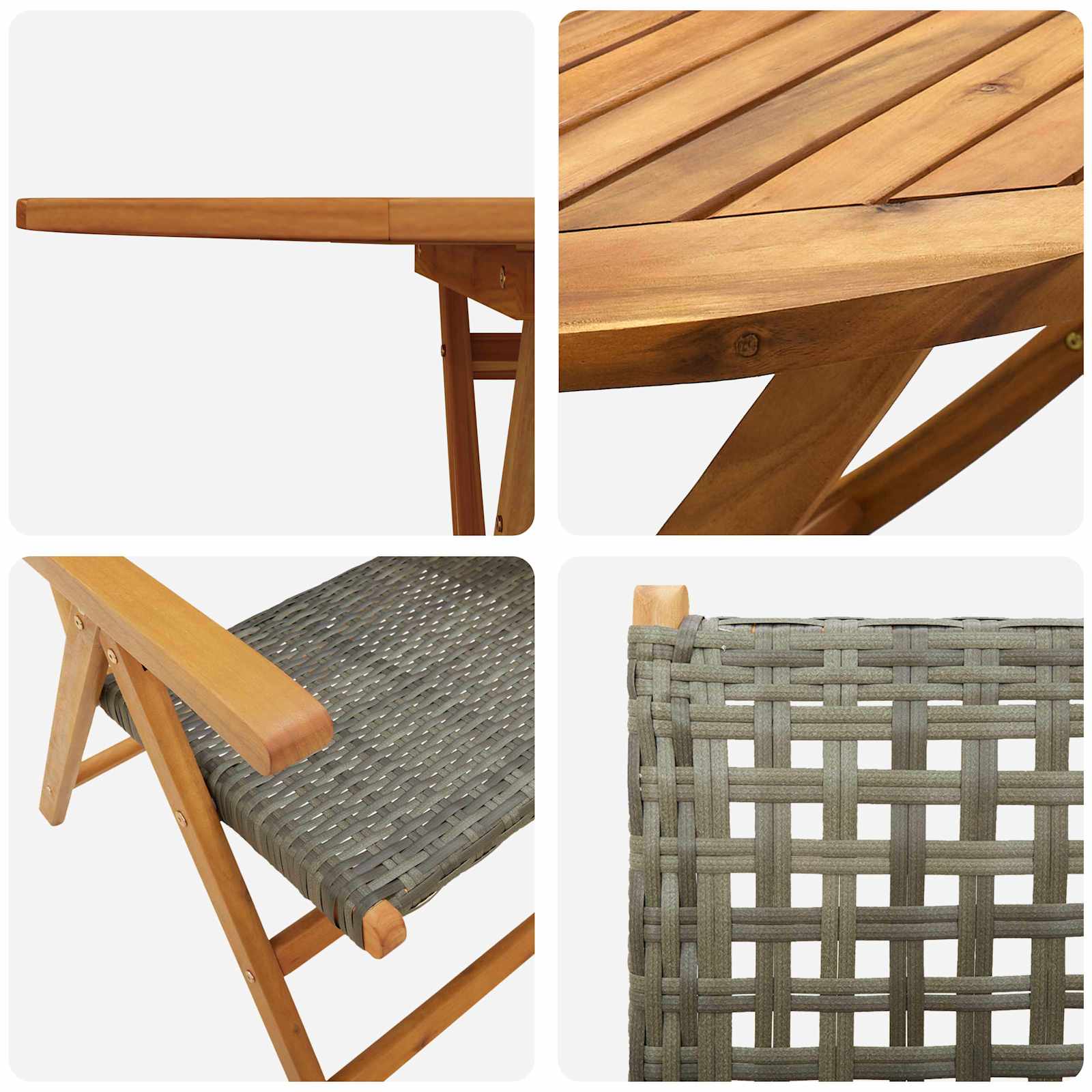 Garden Dining Set Folding 7 pcs Grey Solid Acacia Wood