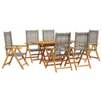 Garden Dining Set Folding 7 pcs Grey Solid Acacia Wood