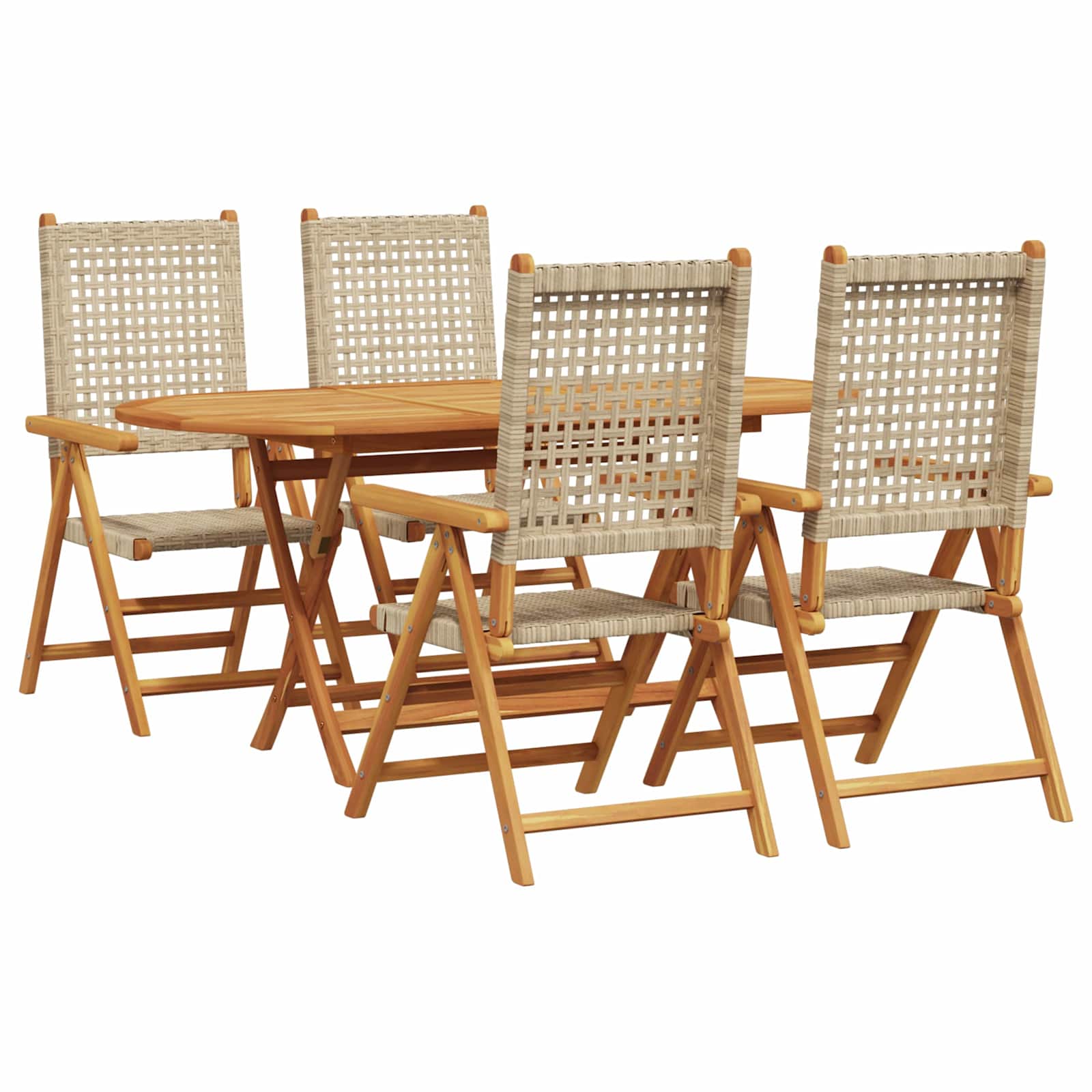 Garden Dining Set Folding 5 pcs Beige Solid Acacia Wood