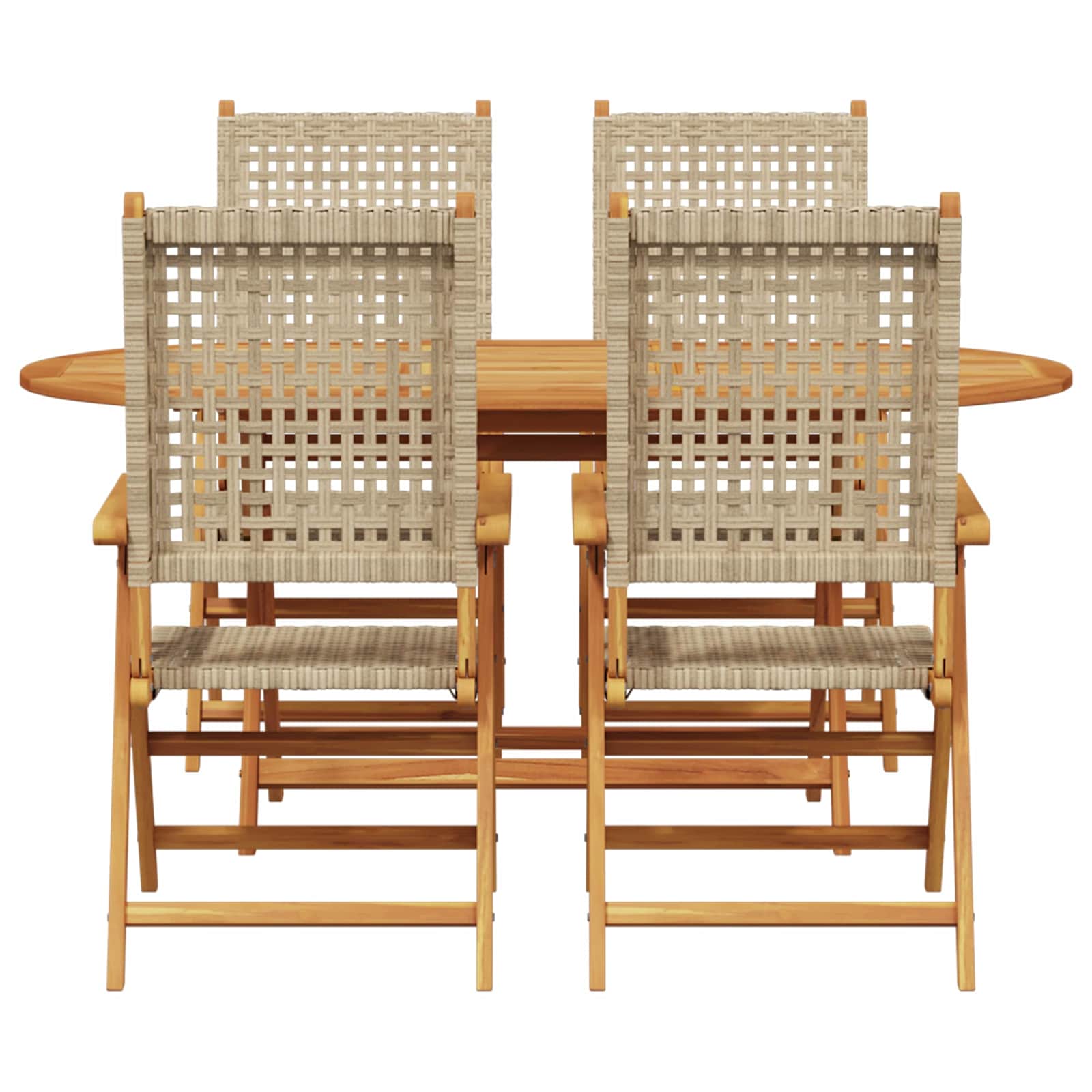 Garden Dining Set Folding 5 pcs Beige Solid Acacia Wood