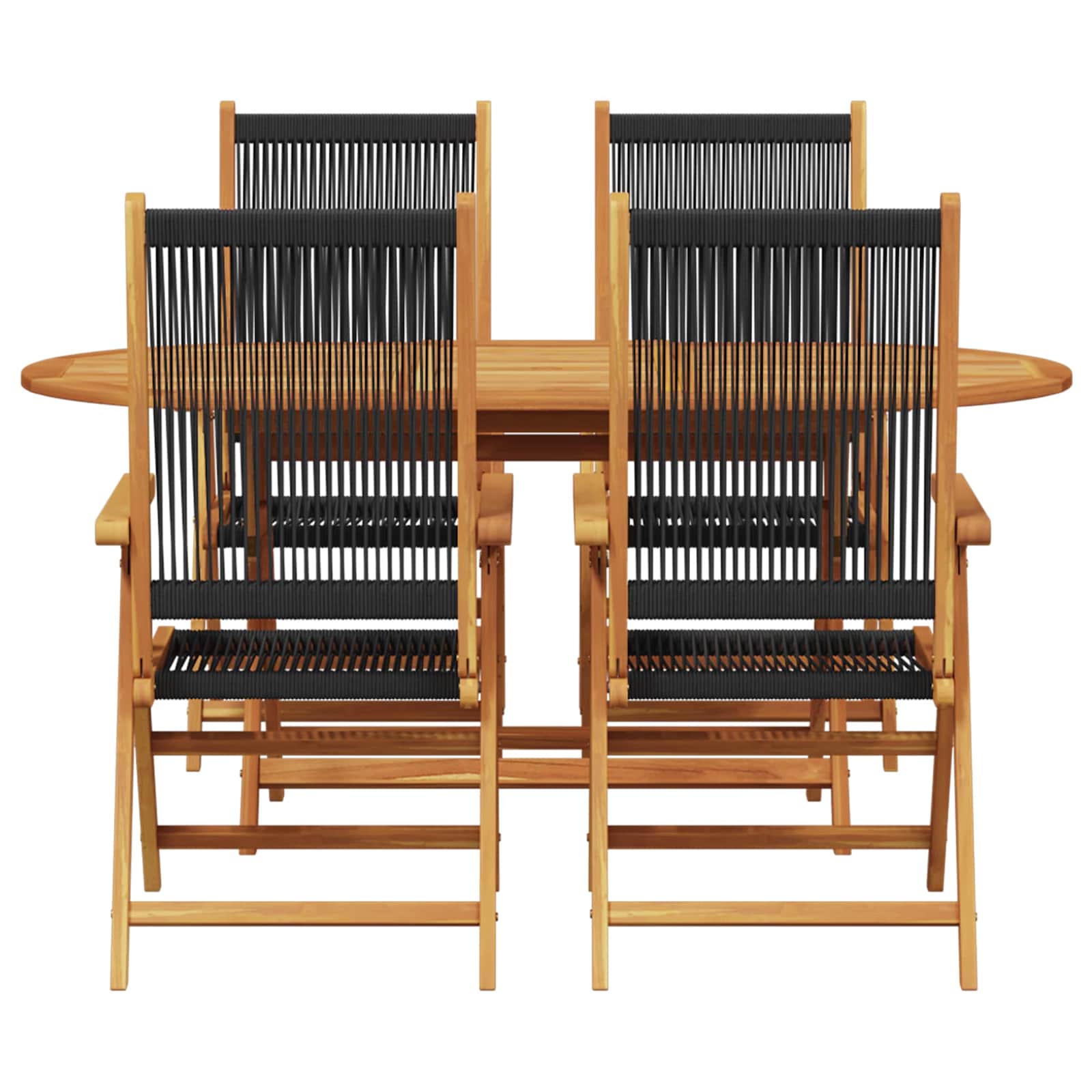 Garden Dining Set Folding 5 pcs Black Solid Acacia Wood