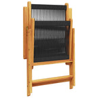 Garden Dining Set Folding 5 pcs Black Solid Acacia Wood