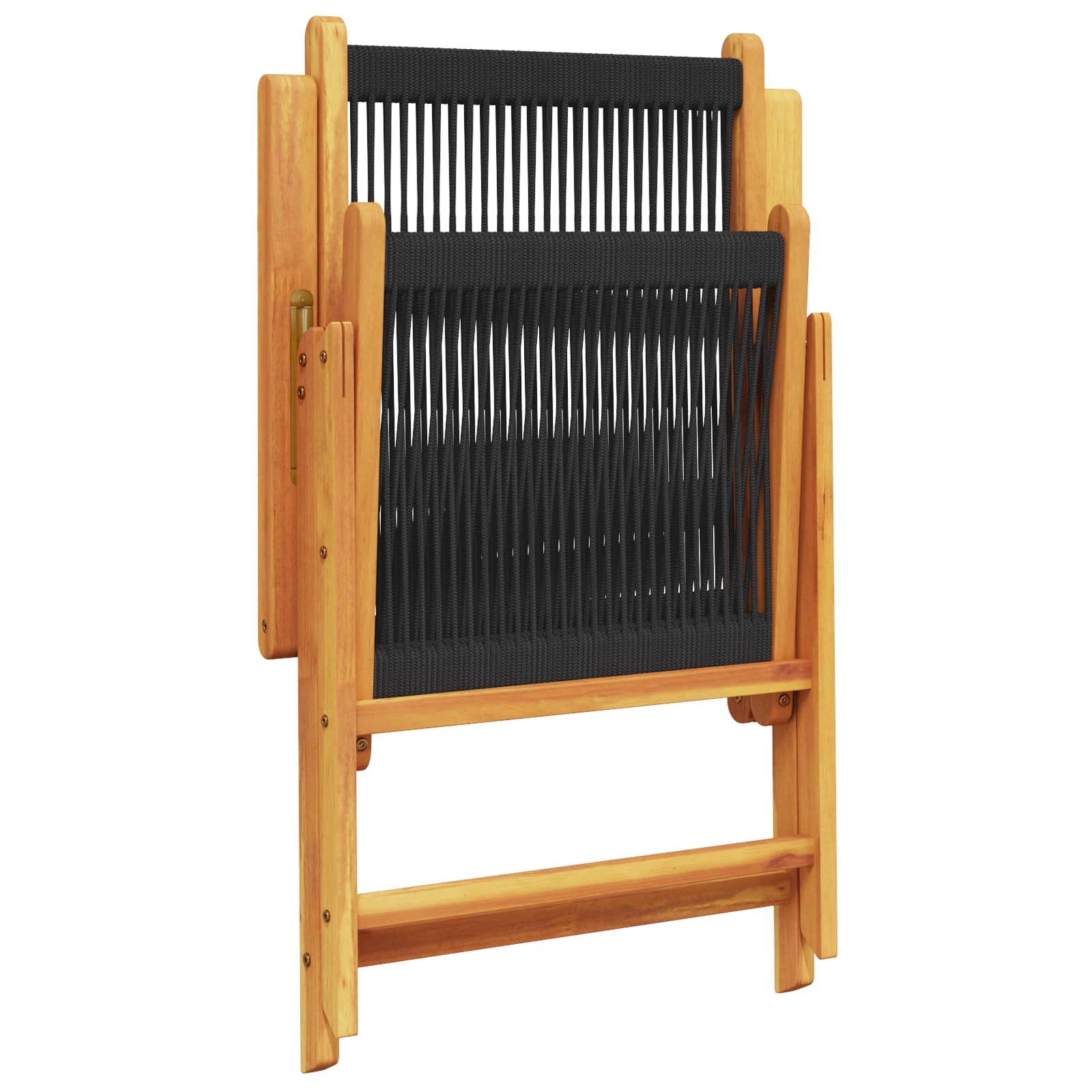 Garden Dining Set Folding 5 pcs Black Solid Acacia Wood