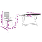 Garden Dining Set Folding 5 pcs Black Solid Acacia Wood