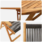 Garden Dining Set Folding 7 pcs Black Solid Acacia Wood