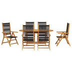 Garden Dining Set Folding 7 pcs Black Solid Acacia Wood