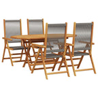 Garden Dining Set Folding 5 pcs Grey Solid Acacia Wood
