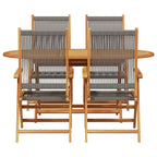 Garden Dining Set Folding 5 pcs Grey Solid Acacia Wood