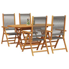 Garden Dining Set Folding 5 pcs Grey Solid Acacia Wood