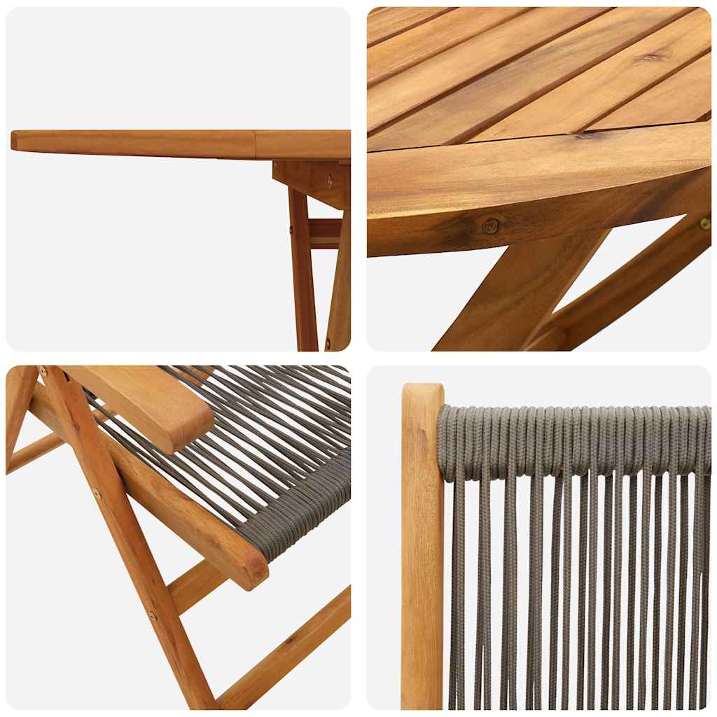 Garden Dining Set Folding 7 pcs Grey Solid Acacia Wood