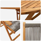 Garden Dining Set Folding 7 pcs Grey Solid Acacia Wood