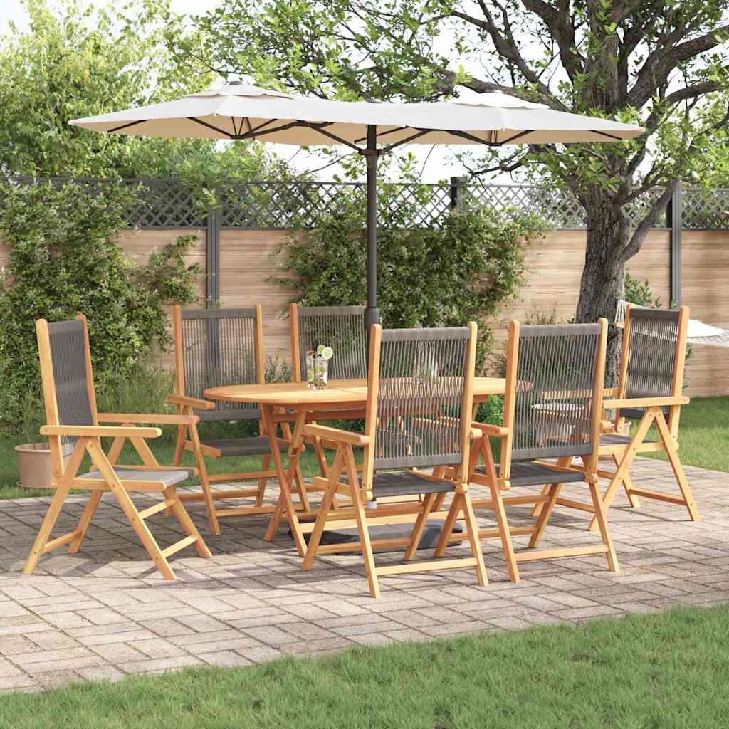 Garden Dining Set Folding 7 pcs Grey Solid Acacia Wood
