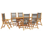 Garden Dining Set Folding 7 pcs Grey Solid Acacia Wood