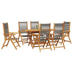 Garden Dining Set Folding 7 pcs Grey Solid Acacia Wood