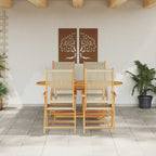 Garden Dining Set Folding 5 pcs Beige Solid Acacia Wood