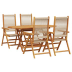 Garden Dining Set Folding 5 pcs Beige Solid Acacia Wood