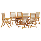 Garden Dining Set Folding 7 pcs Beige Solid Acacia Wood