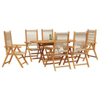 Garden Dining Set Folding 7 pcs Beige Solid Acacia Wood