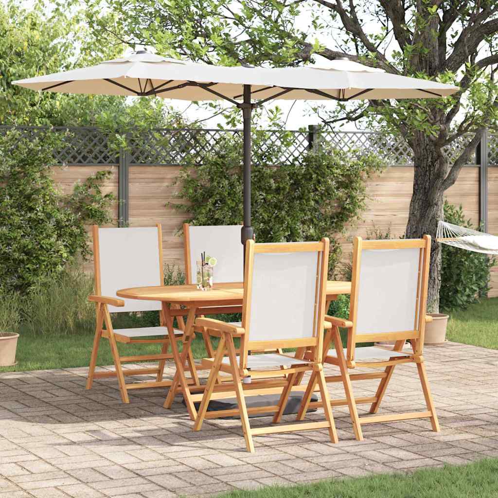 Garden Dining Set Folding 5 pcs Cream White Solid Acacia Wood