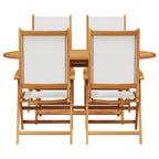 Garden Dining Set Folding 5 pcs Cream White Solid Acacia Wood