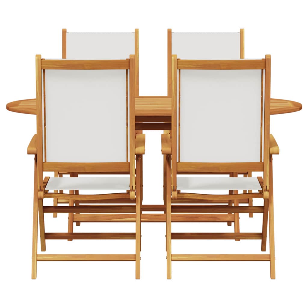 Garden Dining Set Folding 5 pcs Cream White Solid Acacia Wood