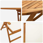 Garden Dining Set Folding 7 pcs Cream White Solid Acacia Wood