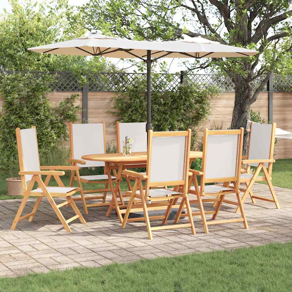 Garden Dining Set Folding 7 pcs Cream White Solid Acacia Wood