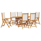 Garden Dining Set Folding 7 pcs Cream White Solid Acacia Wood