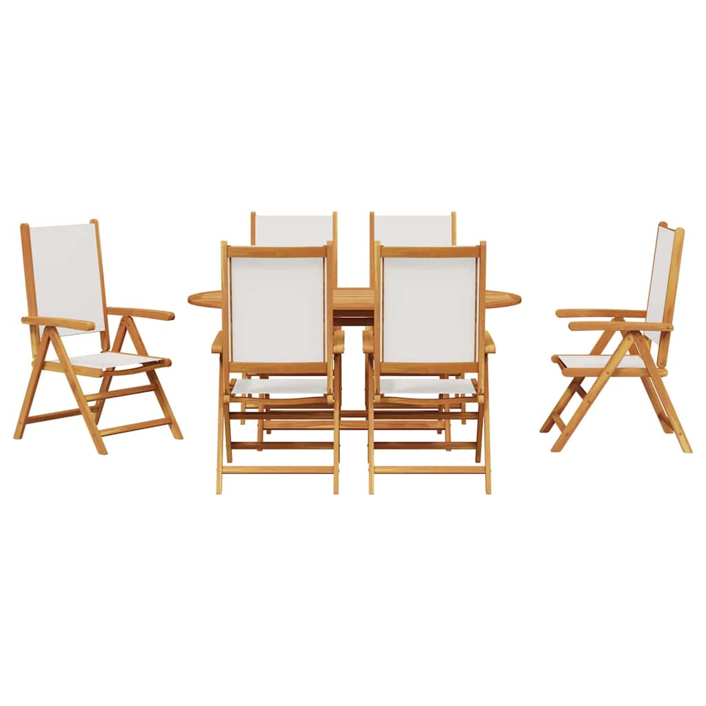 Garden Dining Set Folding 7 pcs Cream White Solid Acacia Wood