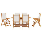 Garden Dining Set Folding 7 pcs Cream White Solid Acacia Wood