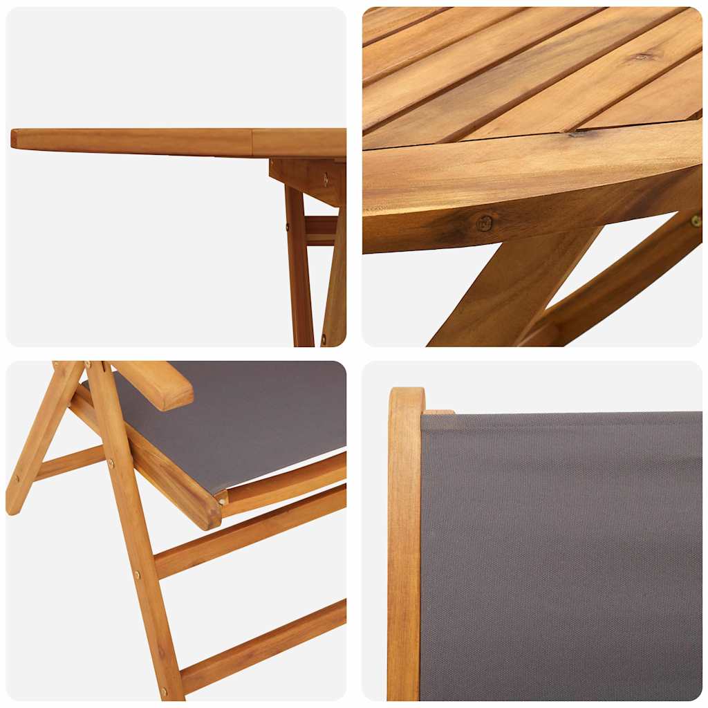 Garden Dining Set Folding 5 pcs Anthracite Solid Acacia Wood