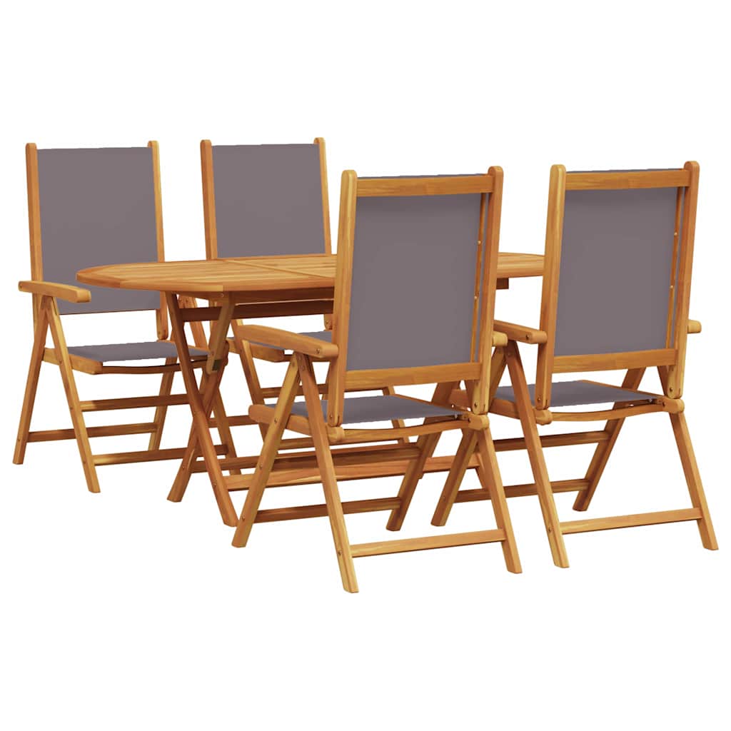 Garden Dining Set Folding 5 pcs Anthracite Solid Acacia Wood