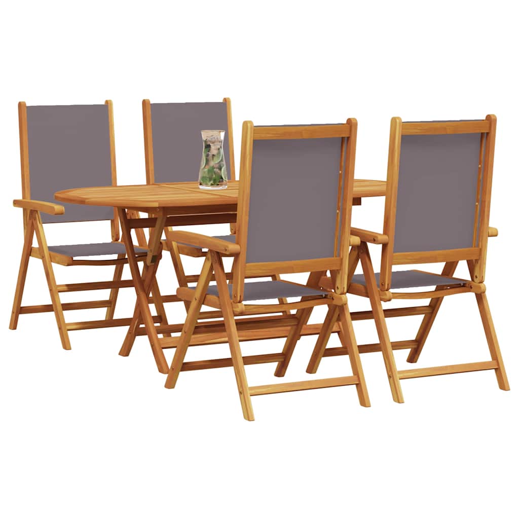 Garden Dining Set Folding 5 pcs Anthracite Solid Acacia Wood