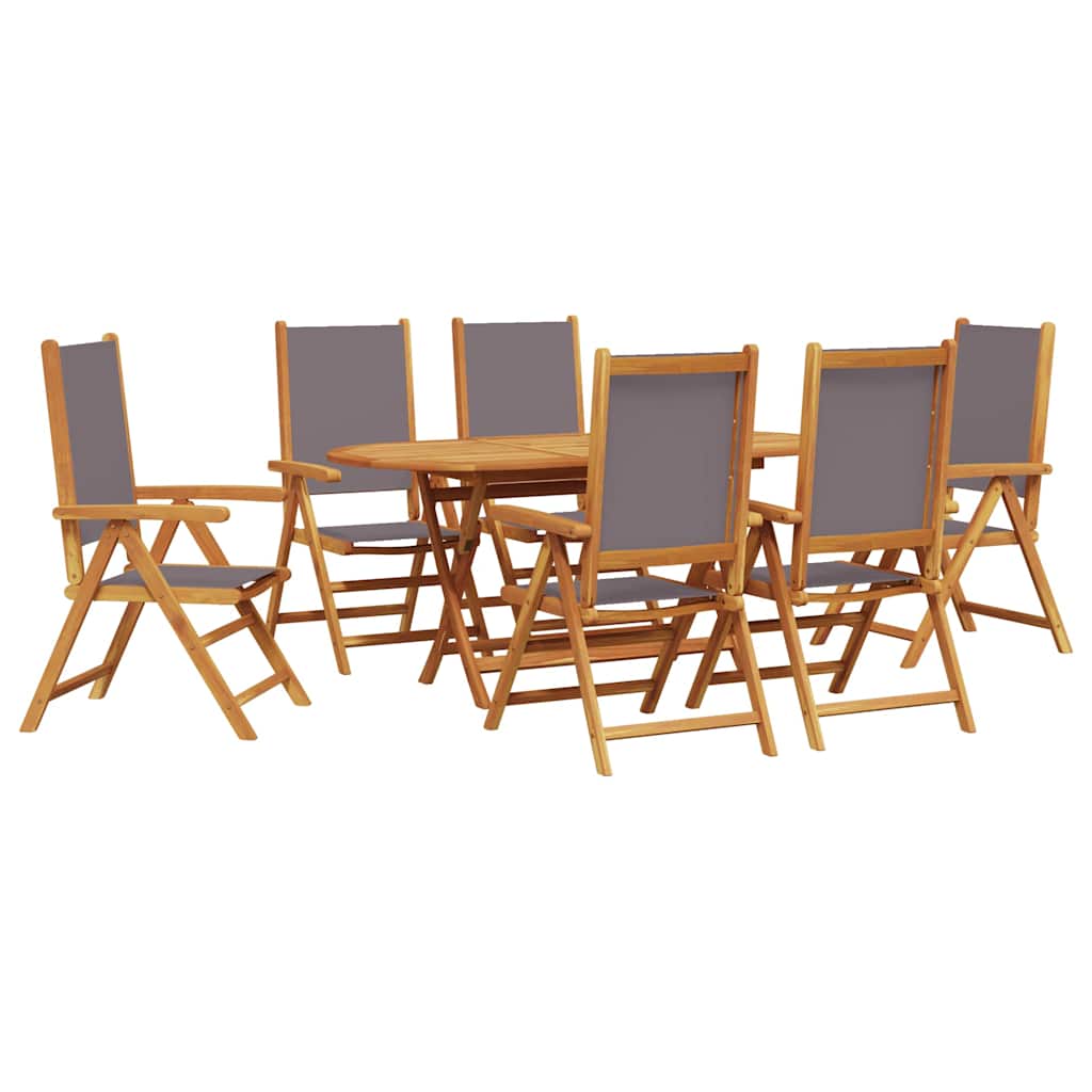 Garden Dining Set Folding 7 pcs Anthracite Solid Acacia Wood
