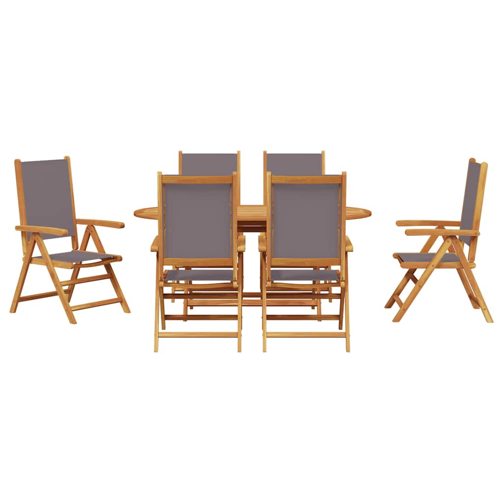 Garden Dining Set Folding 7 pcs Anthracite Solid Acacia Wood