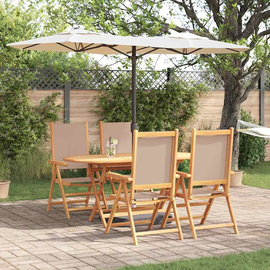 Garden Dining Set Folding 5 pcs Taupe Solid Acacia Wood