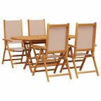 Garden Dining Set Folding 5 pcs Taupe Solid Acacia Wood