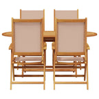 Garden Dining Set Folding 5 pcs Taupe Solid Acacia Wood